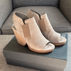 Eileen Fisher Textured Suede Peeptoe Boots